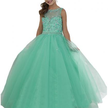 Crystal Beading Girls Pageant Dresses Mint Green..