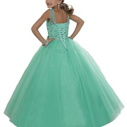 Crystal Beading Girls Pageant Dresses Mint Green..