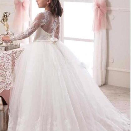 Ball Gown Lace Top Flower Girl Dresses Long..