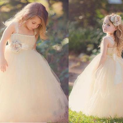 Champagne Flower Girl Dresses Princess Kids..