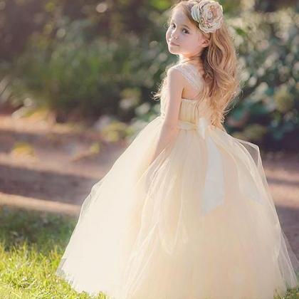 Champagne Flower Girl Dresses Princess Kids..