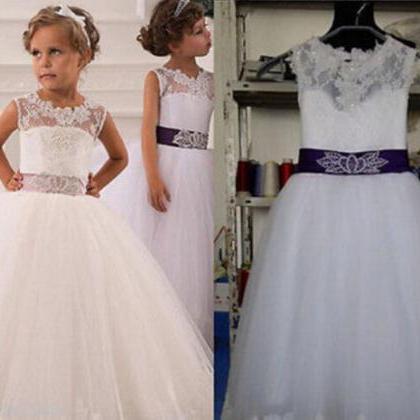 White/ivory Flower Girl Dresses Princess Kids..