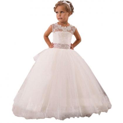 White/ivory Flower Girl Dresses Princess Kids..