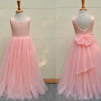 Blush Pink Sequin Tulle Flower Girl Dress Stunning..