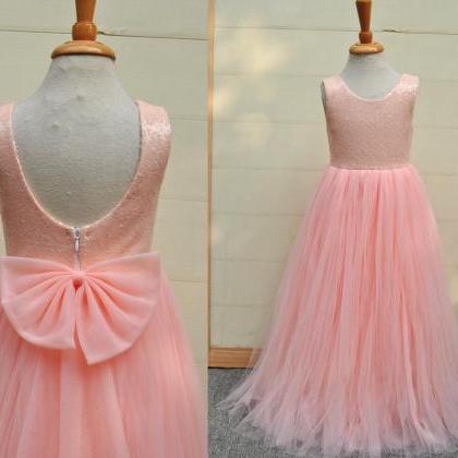 Blush Pink Sequin Tulle Flower Girl Dress Stunning..