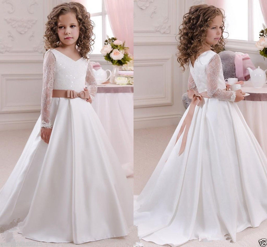 Girl's Lace Baby Princess Bridesmaid Flower Girl Dresses Wedding Party Dresses
