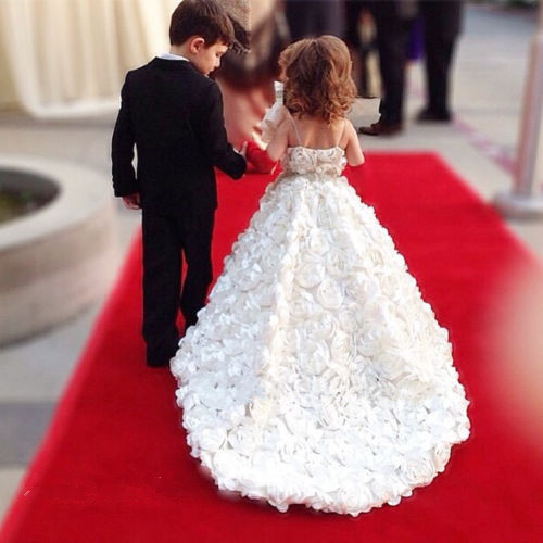 Newly Custom Flower Girl Dresses Spaghetti Party Birthday Prom Gown