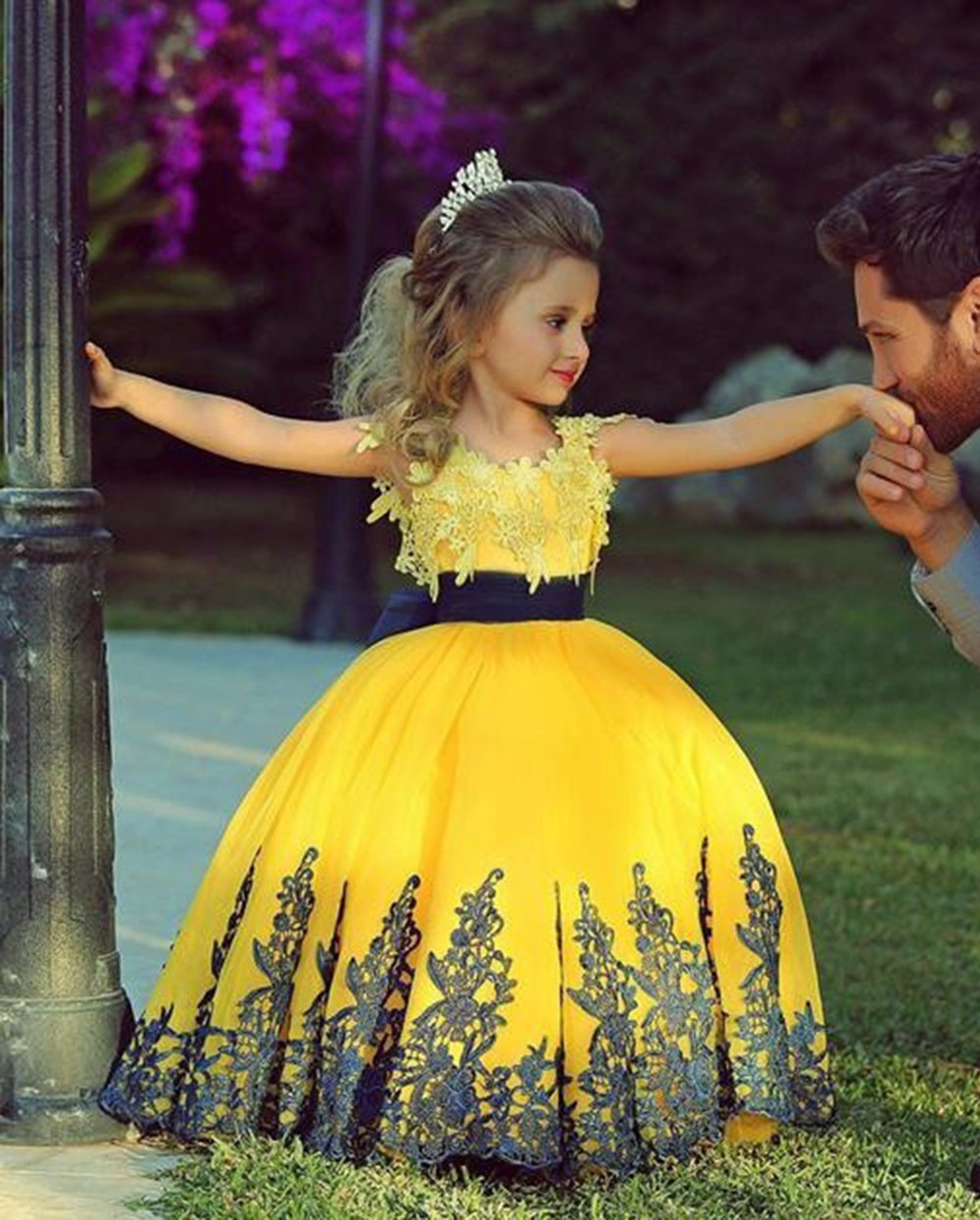 handmade birthday dresses shop us Bright Yellow Lace Appliques Flower Girl Dress Girl Party Dress Dress Custom Made on Luulla event:Pageant Cute Tea Length Burgundy Color:Red/Bright Fuchsia 2 options