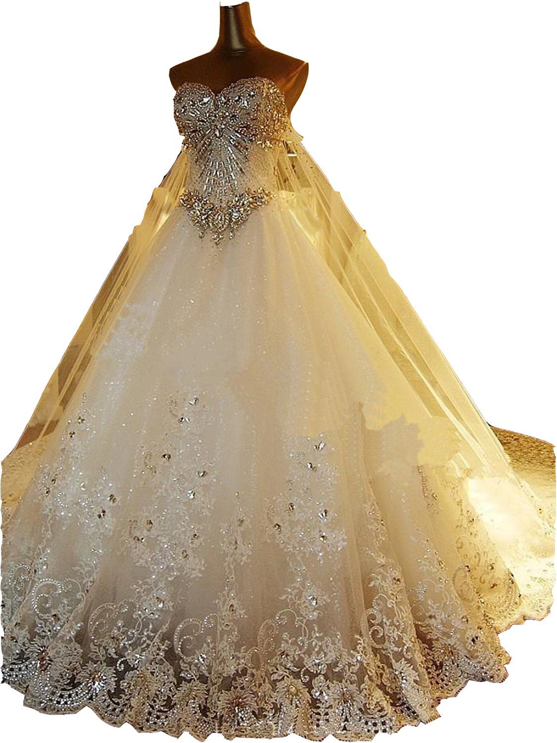 Luxury Beaded Sweetheart Handmade Lace Applique Shinning Stunning Dress Chanpeltrain Gorgeous Wedding Dress For Bridal