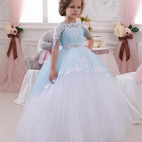 Baby Princess Bridesmaid Flower Girl Dress Lace Appliques Wedding Prom ...